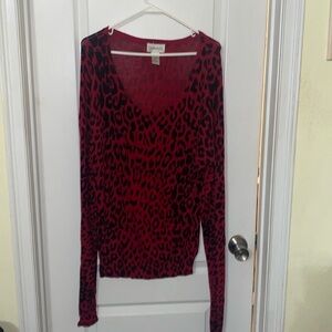 Chadwick’s red and black leopard sweater